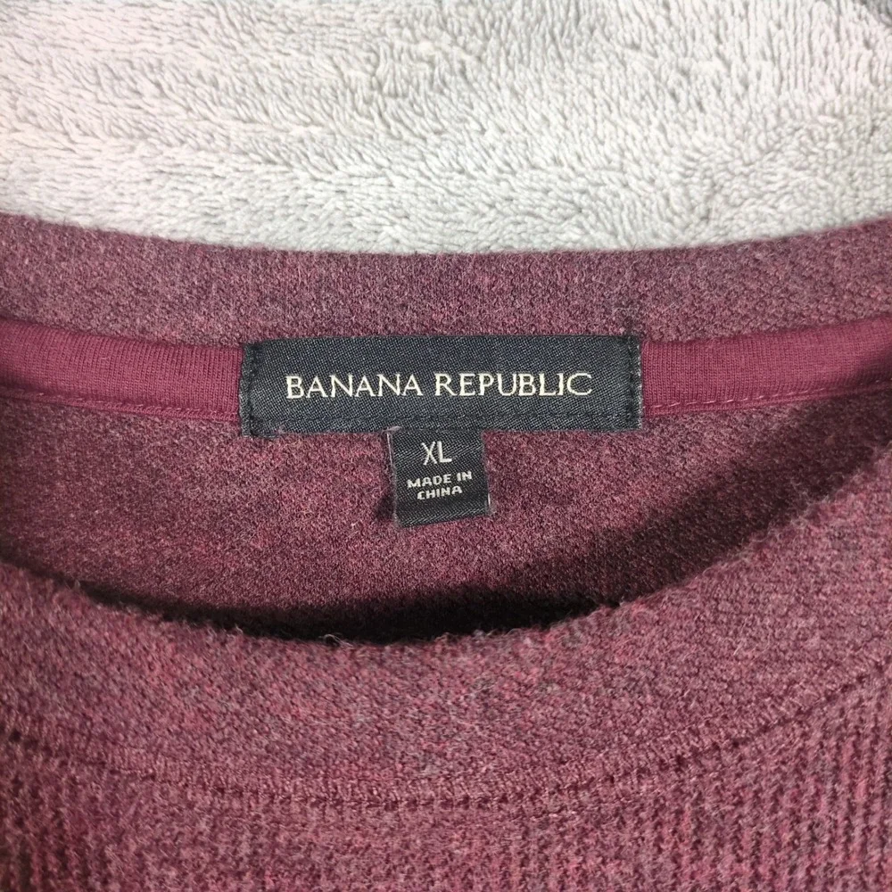 Banana Republic Mens XL Burgundy Heather Raglan‎ Crewneck Sweater